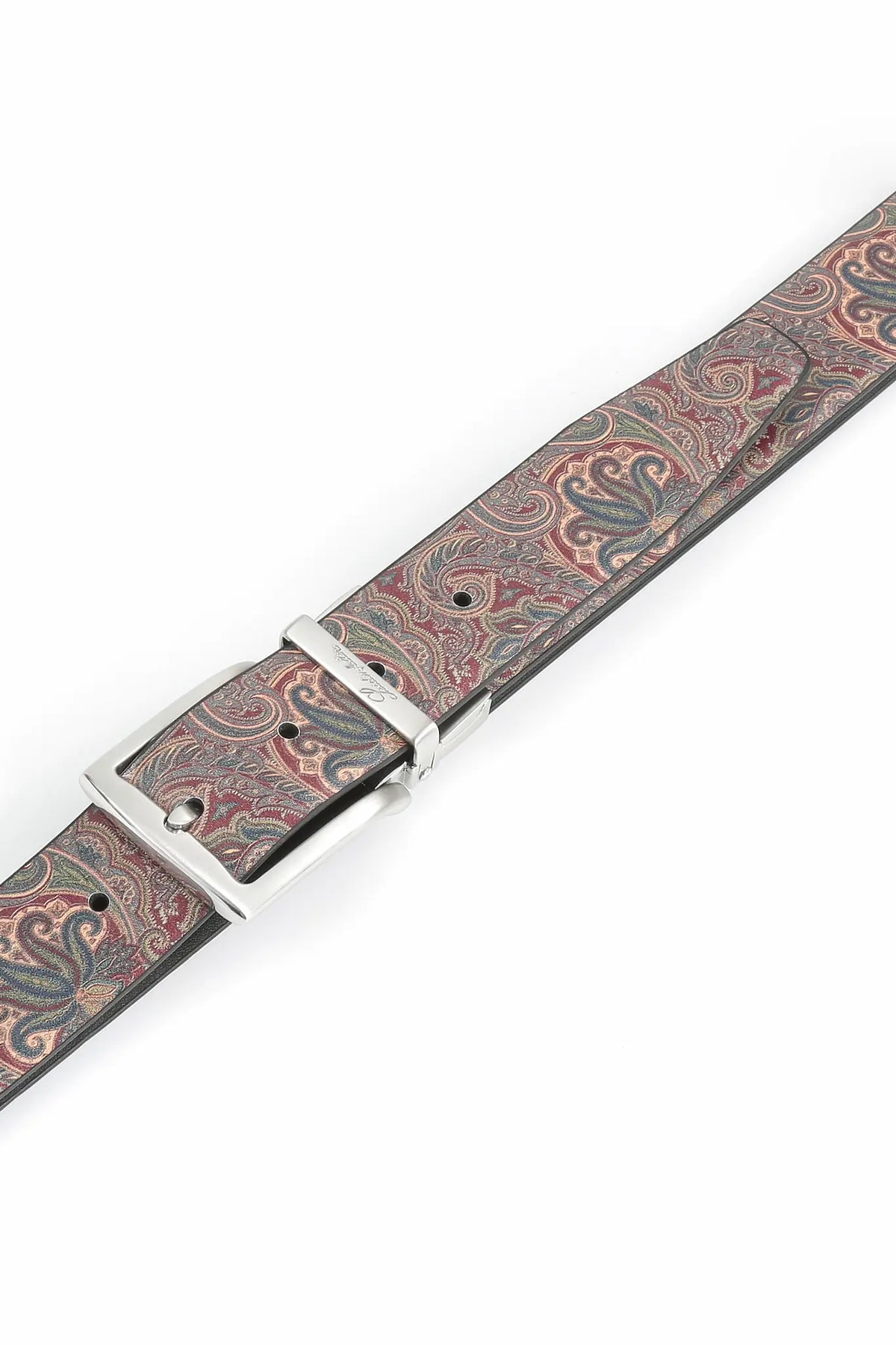 (Schwarz) Detail der Paisley-Innenseite mit Kontrast zur schwarzen Lederschlaufe