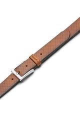 (Cognac) Ledergürtel Herren perforiert – Detailansicht Schnalle und Mikroperforation