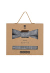 (Blau) Kids Fliege Einstecktuch Set Leinen – Geschenkverpackung Prince Bowtie