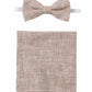 (Beige) Kids Fliege und Einstecktuch Leinen – Set Gesamtansicht