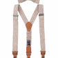 (Beige) Kids Hosenträger und Fliege Leinen – Y-Form mit Lederdetails