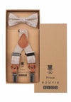 (Beige) Kids Hosenträger Set mit Fliege Leinen – Geschenkbox Prince Bowtie