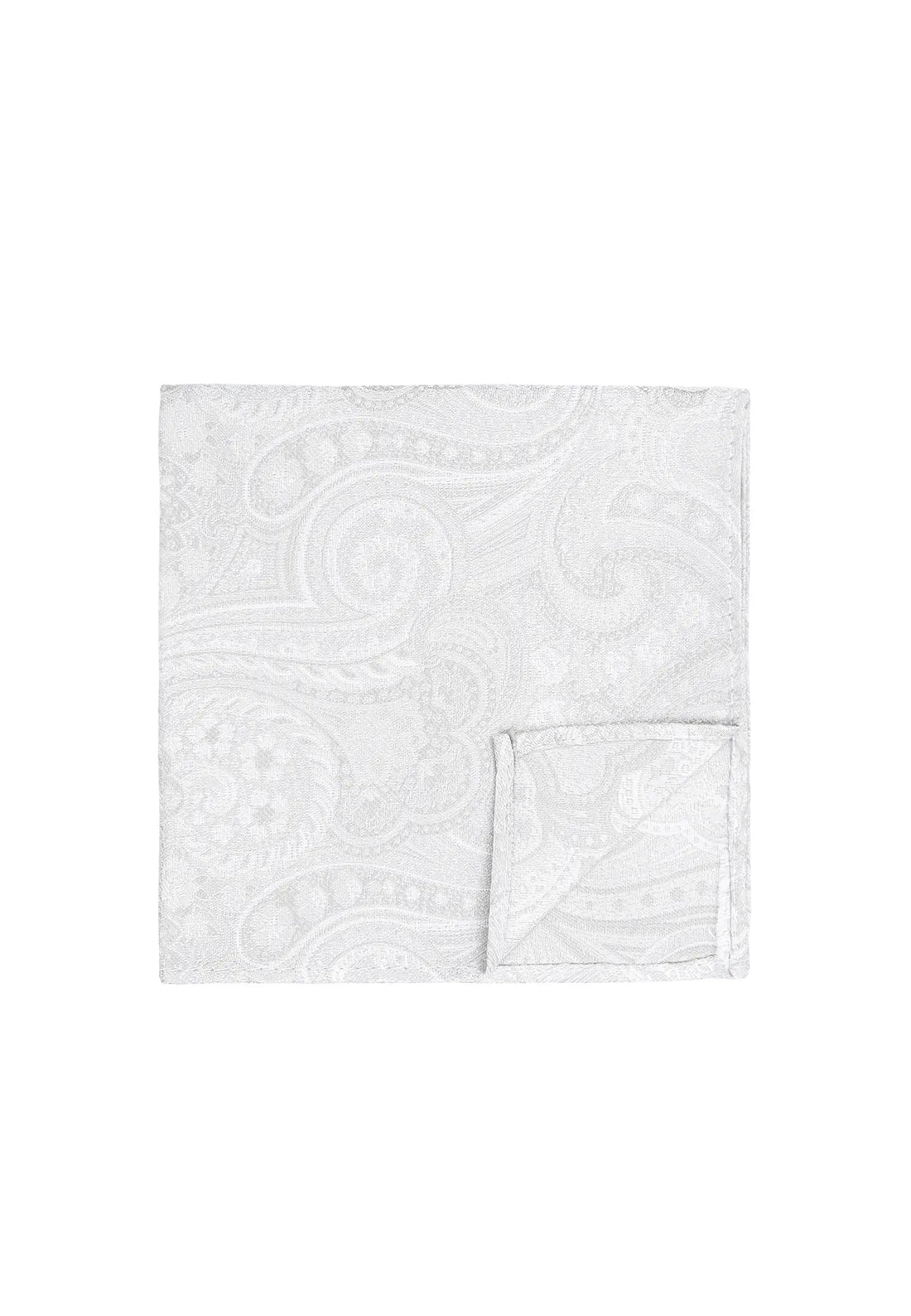 (Champagner) Einstecktuch Hochzeit Paisley Seide – Detailansicht mit Ecke umgeschlagen