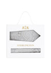 (Silber) Krawatte Einstecktuch Set Paisley Seide – Sterlington Geschenkbox Frontalansicht