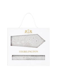 (Beige) Krawatte Einstecktuch Set Paisley Seide – Sterlington Geschenkbox Frontalansicht
