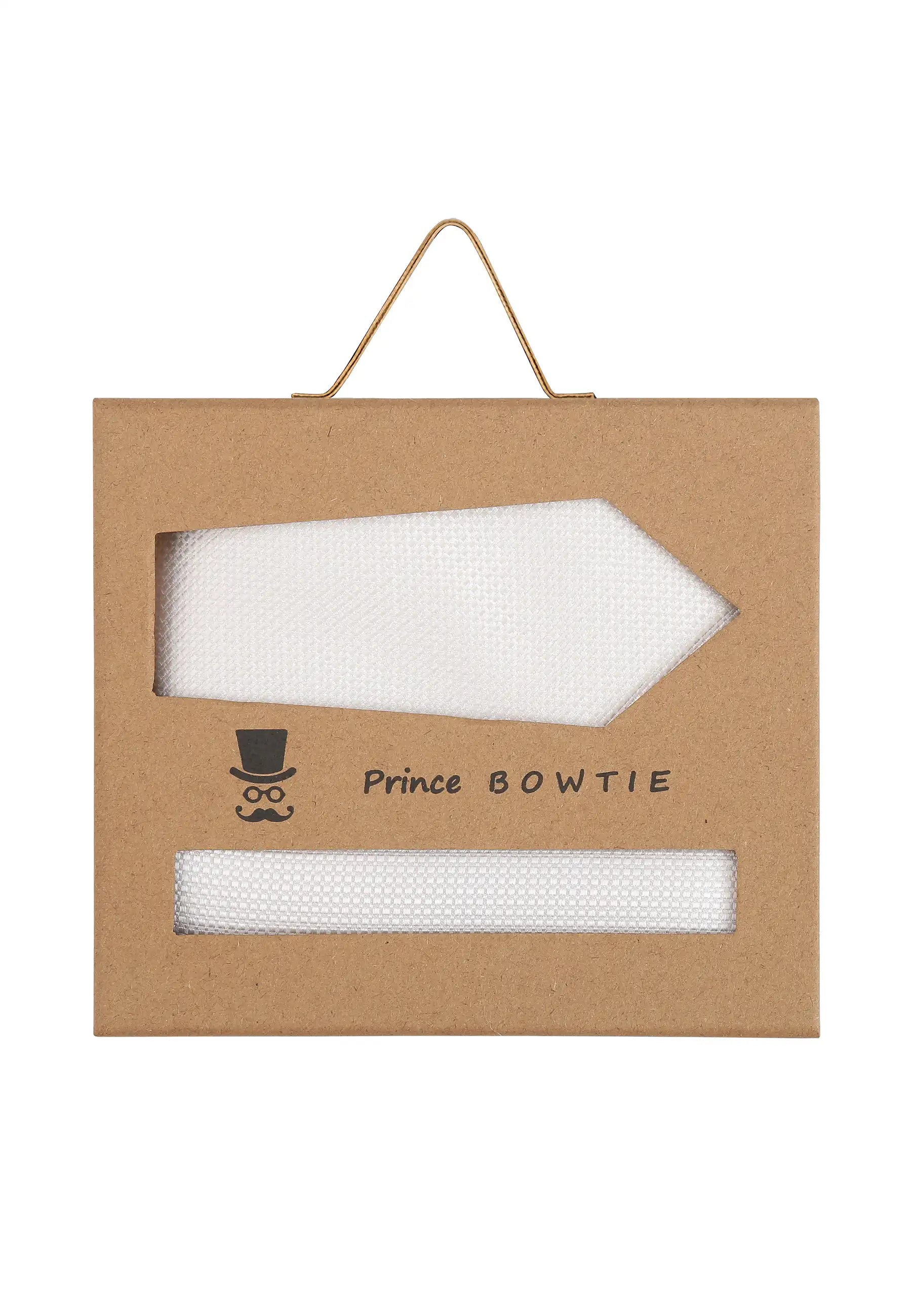 (Off-White) Krawatte Einstecktuch Set Herren Mikromuster Seide – Geschenkverpackung Prince Bowtie