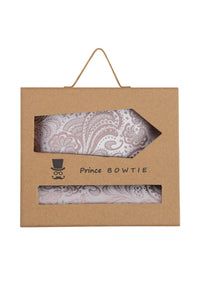 (Altrosa) Krawatte Einstecktuch Set Herren Paisley Seide – Geschenkverpackung Prince Bowtie