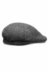 (Anthrazit) Schiebermütze Tweed Flat Cap – Rückansicht mit Gummiband