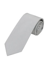 (Silber) Uni Krawatte 7cm–7.5cm gerollt Vorderansicht