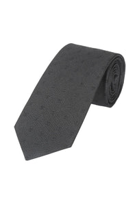 (Schwarz Mikrostruktur) Schwarze Trauerkrawatte aus 100% Seide mit dezenter Musterstruktur, 7,5cm