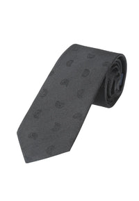 (Schwarz Paisley) Schwarze Trauerkrawatte aus 100% Seide mit Ton-in-Ton Muster, 7,5cm