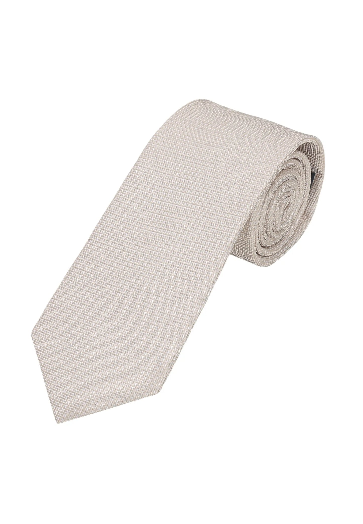 (Beige) Seidenkrawatte für Herren gerollt, florales Muster, 7–7.5 cm breit