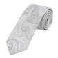 (Silber) Hochzeitskrawatte Herren Paisley Seide – gerollt Gesamtansicht