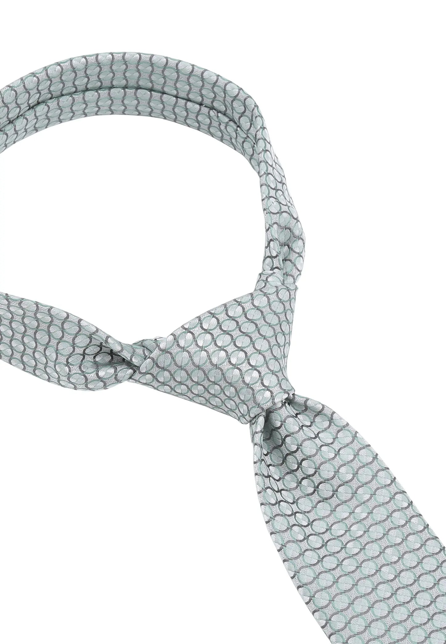 (Grün) Hochzeitskrawatte Kreise – Detailansicht gebundener Knoten