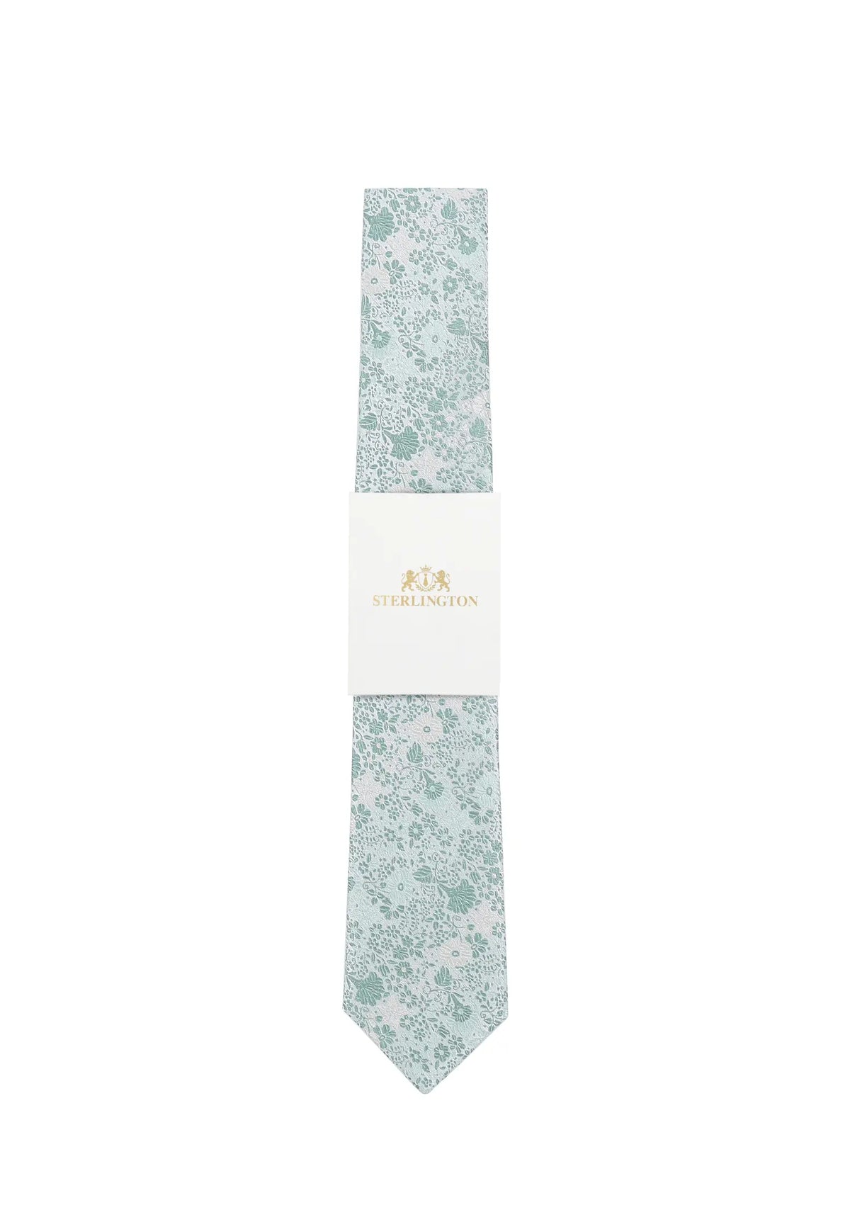 (Mint) Hochzeitskrawatte Sterlington Floral – mit Banderole Gesamtansicht