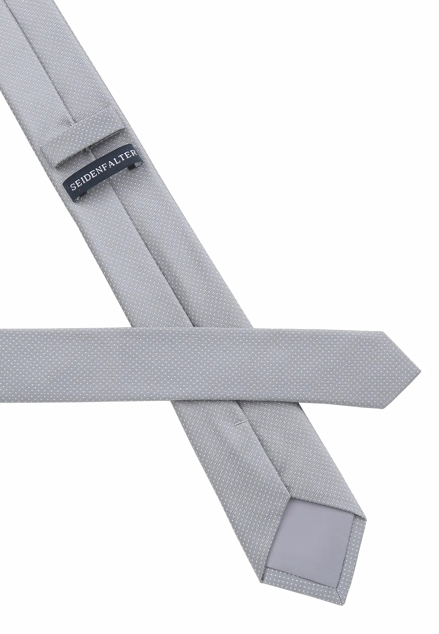 (Grau) Picoté Krawatte Herren 100% Seide 6cm Rückseite mit Label