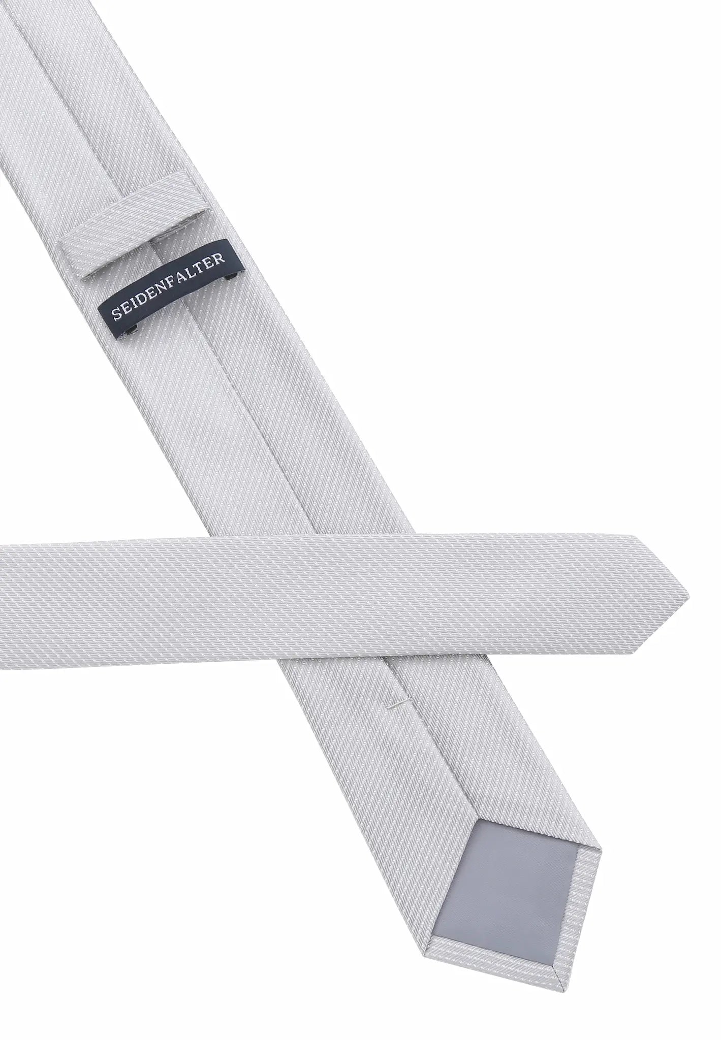 (Hellgrau) Picoté Krawatte Herren 100% Seide 6cm Rückseite Detail