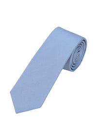 (Hellblau) Uni Seidenkrawatte Herren 6cm schmal aufgerollt