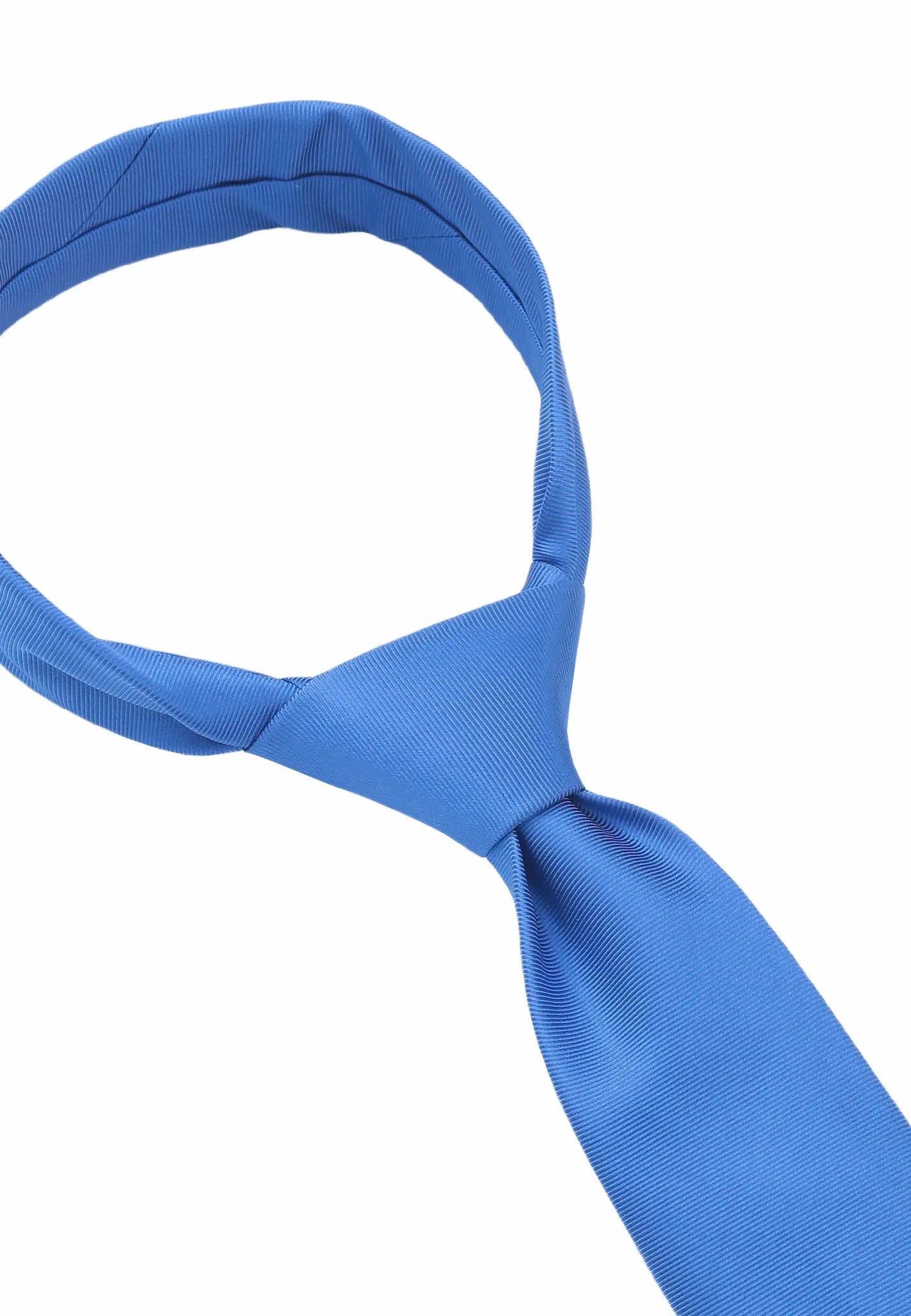 (Blau) Uni Seidenkrawatte 6cm Knotenansicht Detail Seidenglanz
