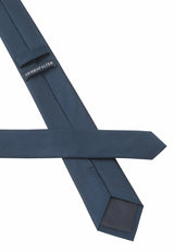 (Dunkelblau) Uni Seidenkrawatte 6cm Rückseite mit Label Detail