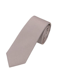 (Beige) Uni Seidenkrawatte Herren 6cm schmal aufgerollt