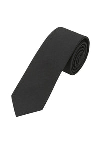 (Schwarz) Uni Seidenkrawatte Herren 6cm schmal aufgerollt