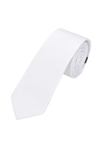 (Weiß) Uni Seidenkrawatte Herren 6cm schmal aufgerollt