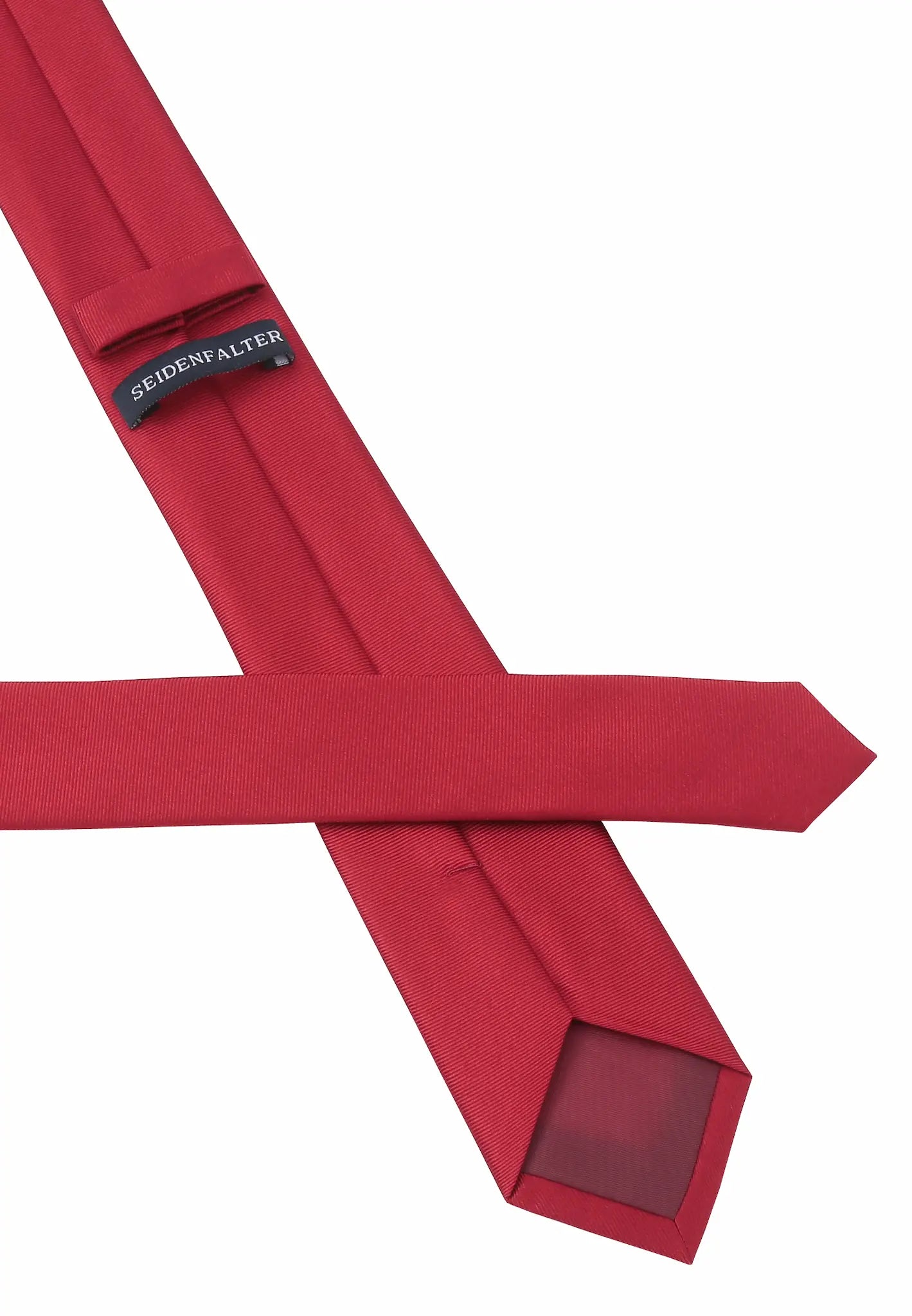 (Hellrot) Uni Seidenkrawatte 6cm Rückseite mit Label Detail