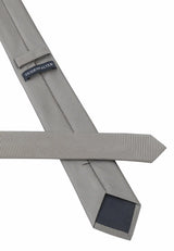(Hellbeige) Uni Seidenkrawatte 6cm Rückseite mit Label Detail