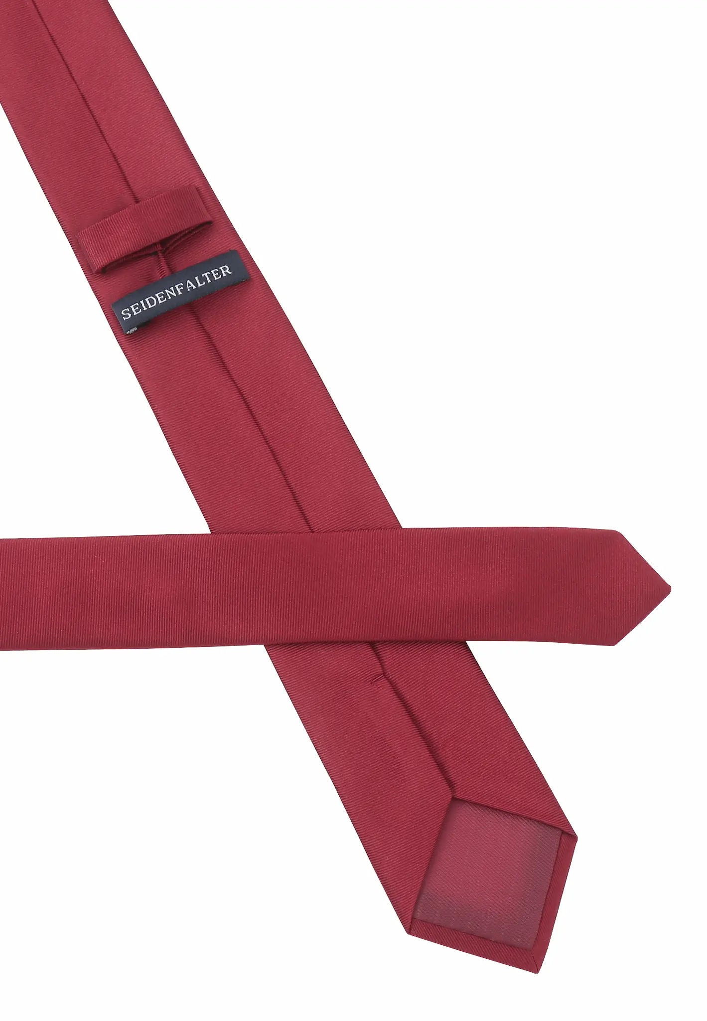 (Mittelrot) Uni Seidenkrawatte 6cm Rückseite mit Label Detail