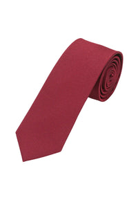 (Mittelrot) Uni Seidenkrawatte Herren 6cm schmal aufgerollt