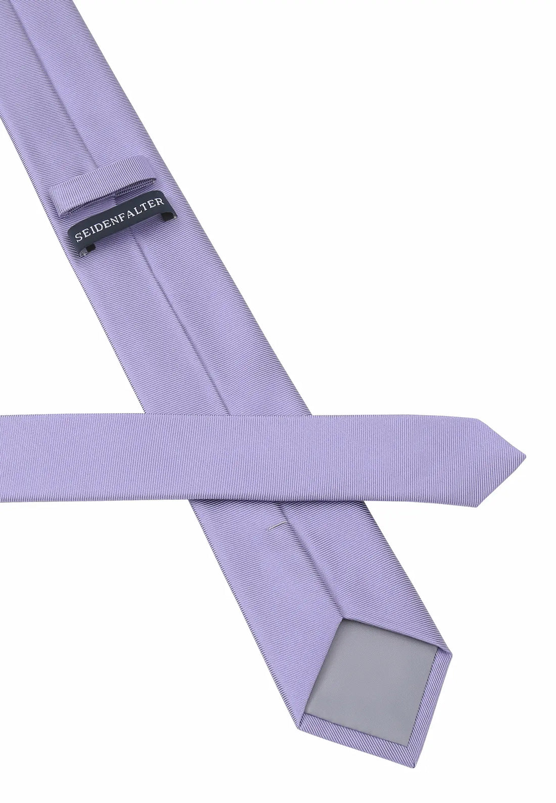 (Flieder) Uni Seidenkrawatte 6cm Rückseite mit Label Detail