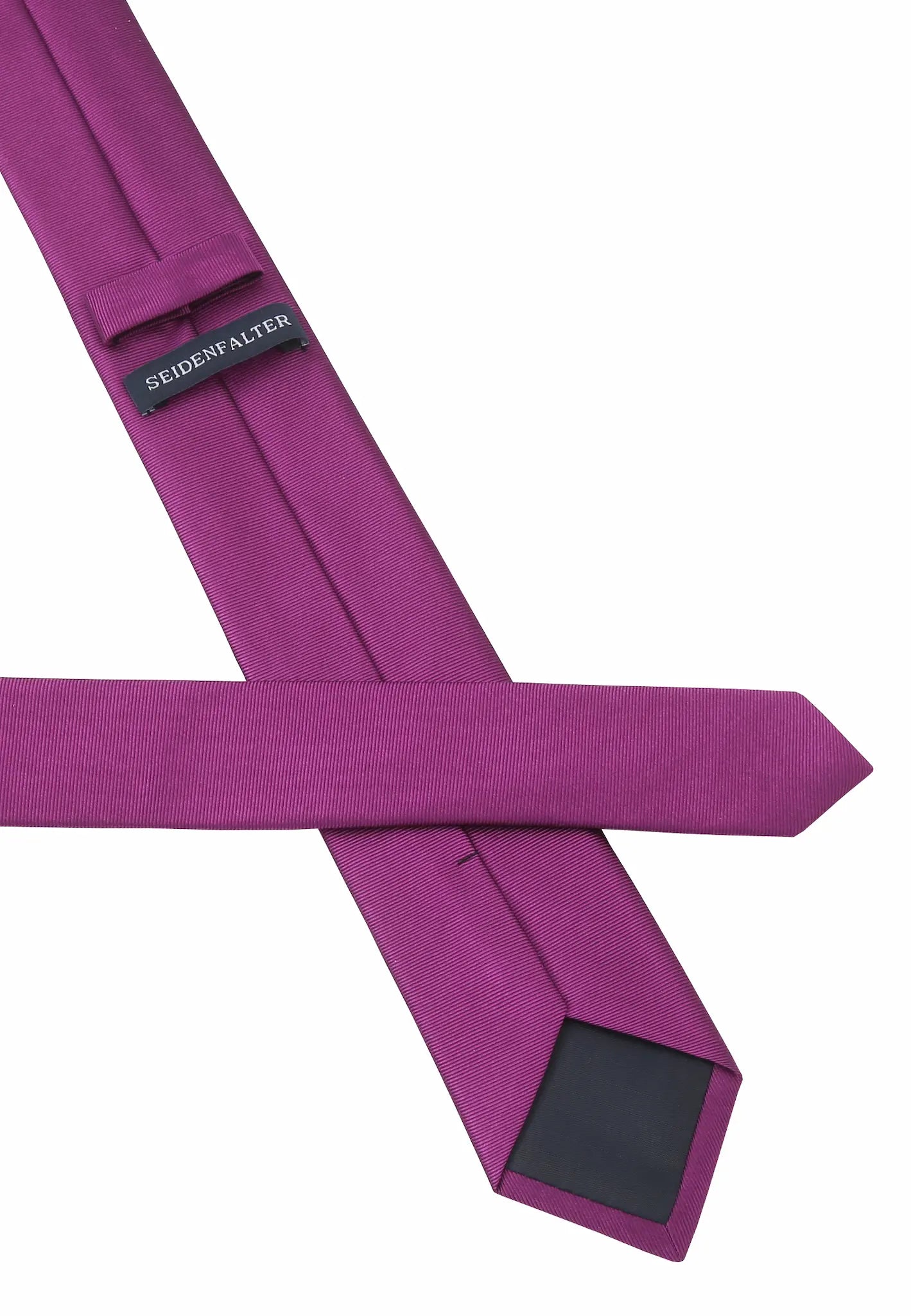 (Lila) Uni Seidenkrawatte 6cm Rückseite mit Label Detail