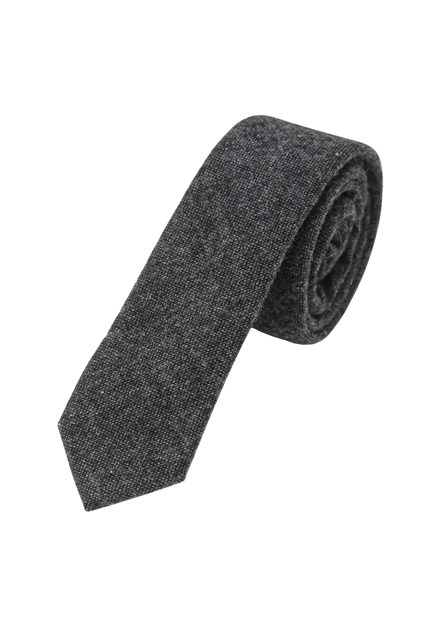 (Anthrazit) Krawatte Herren Tweed Wolle – gerollt Gesamtansicht