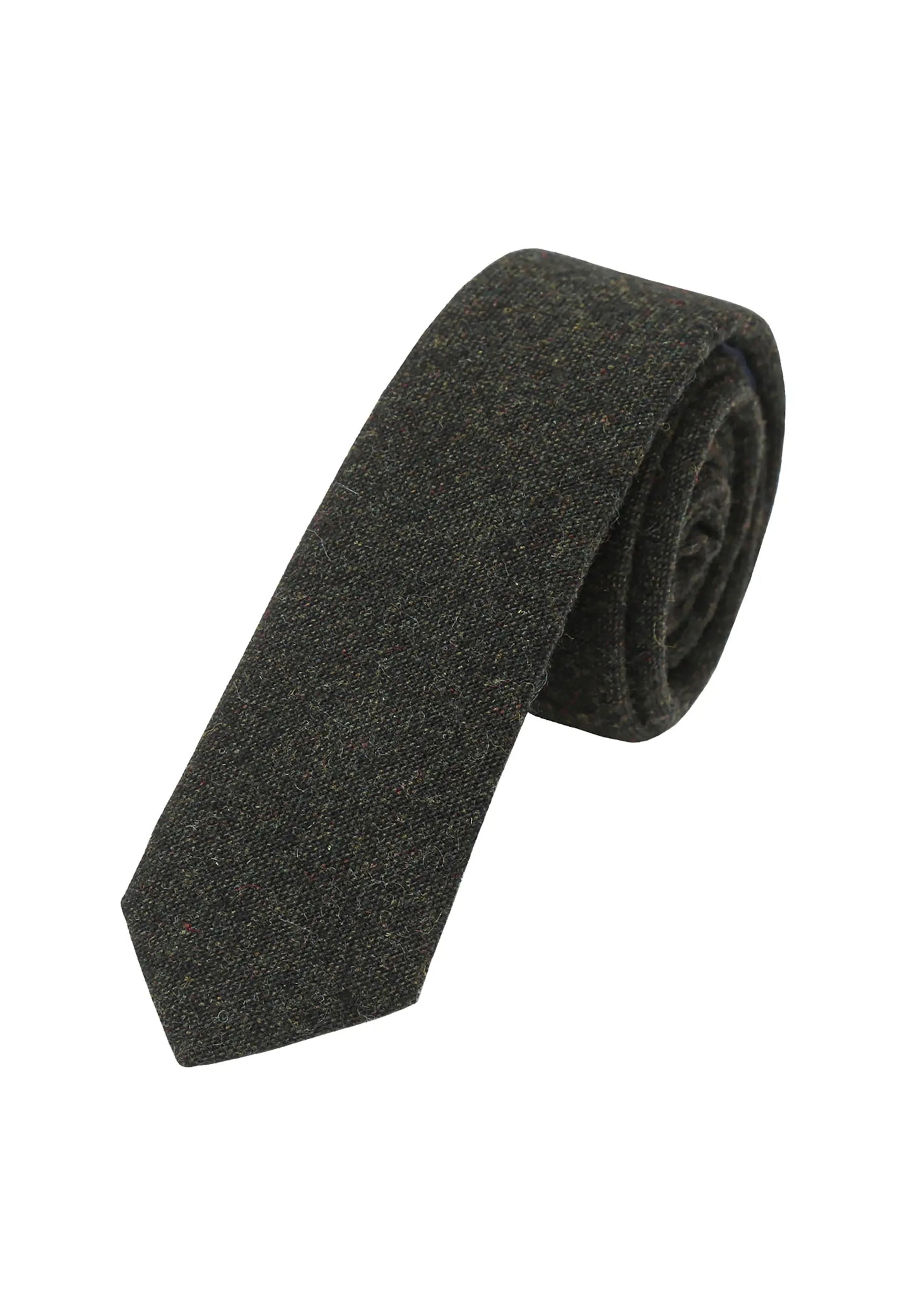 (Dunkelgrün) Krawatte Herren Tweed Wolle – gerollt Gesamtansicht