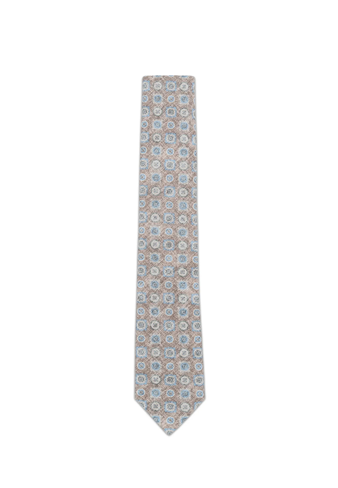 (Beige) Krawatte Medaillon-Muster Baumwolle 6 cm – Gesamtansicht