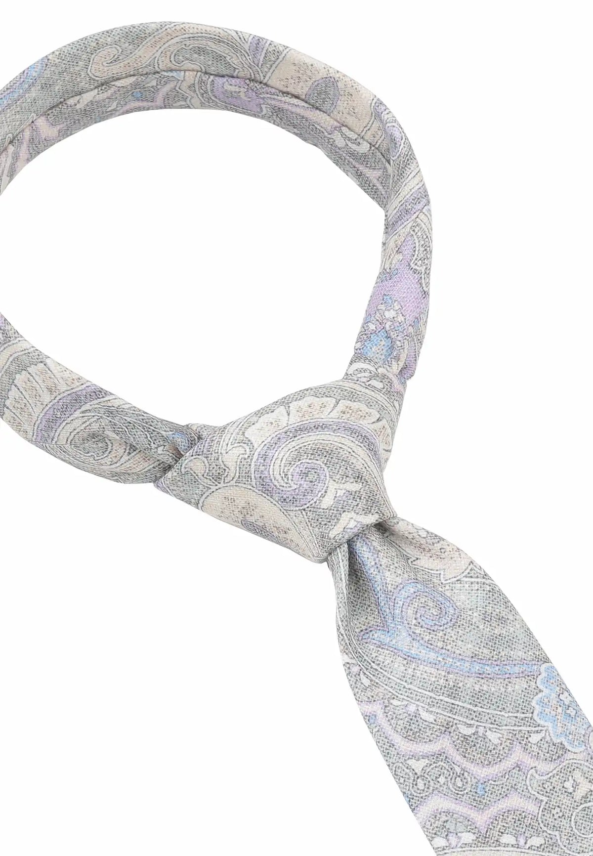 (Grau) Krawatte Herren Paisley-Muster – Knotenansicht