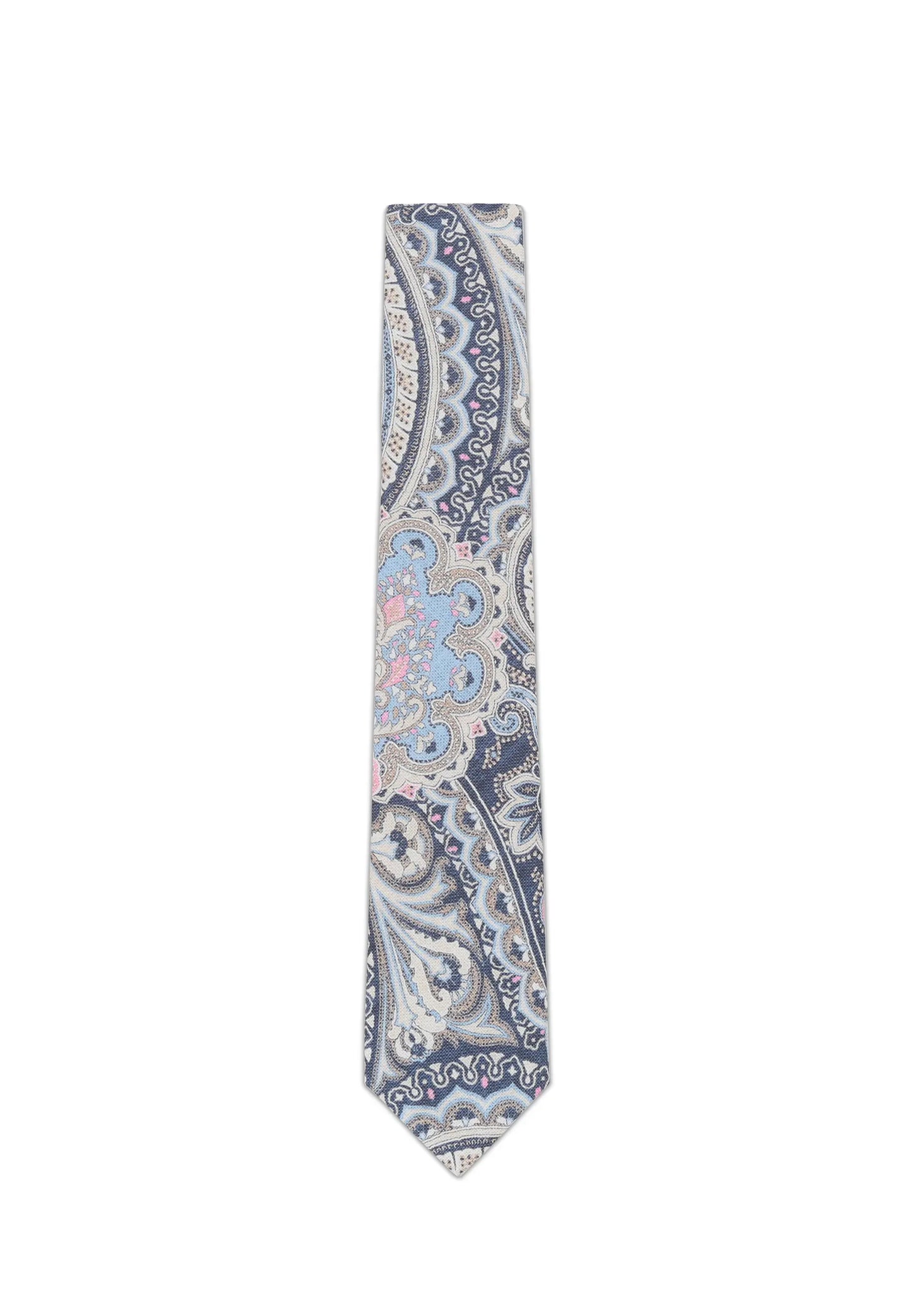 (Dunkelblau) Krawatte Paisley-Muster Baumwolle 6 cm – Gesamtansicht