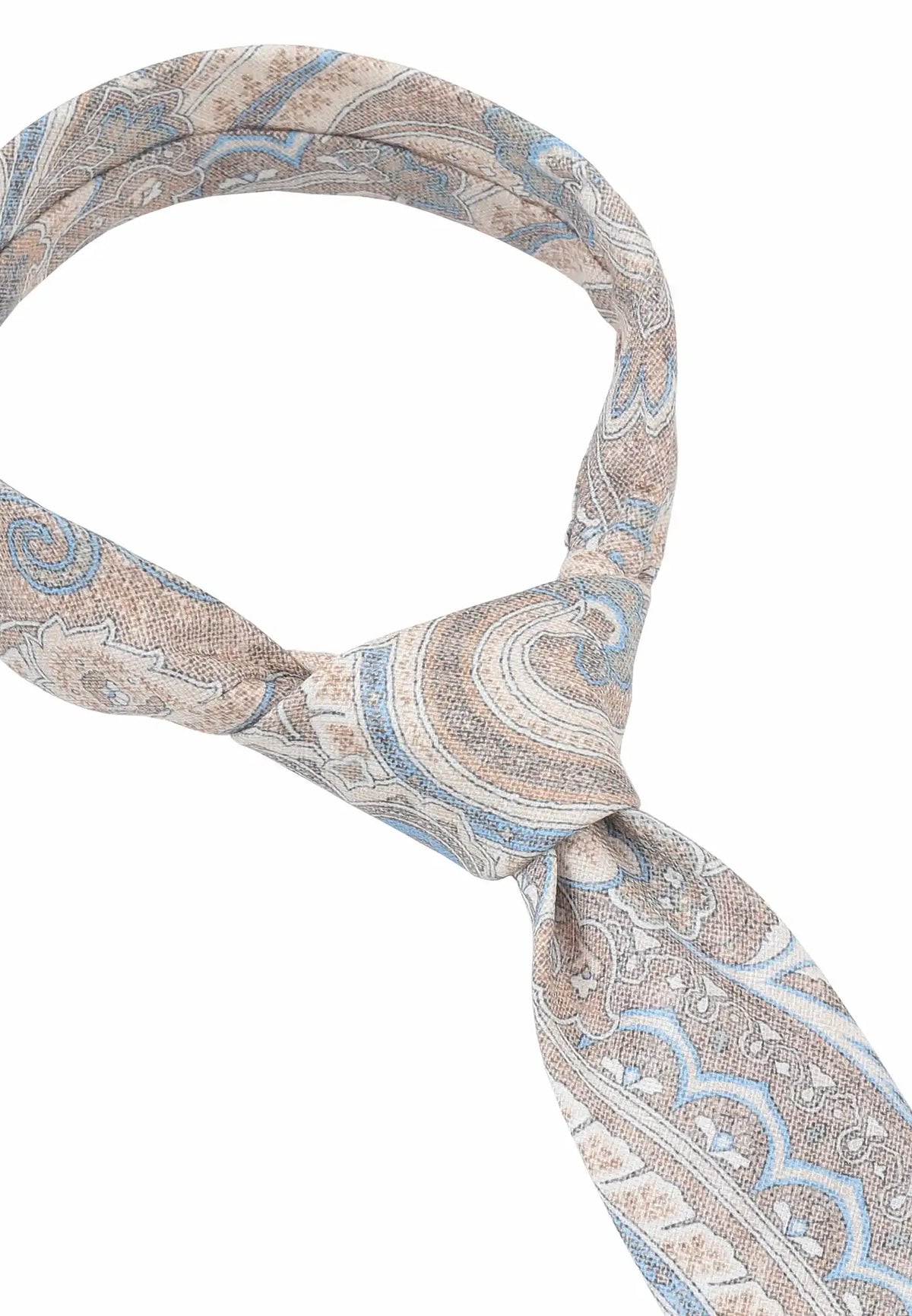 (Beige) Krawatte Herren Paisley-Muster – Knotenansicht