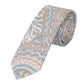 (Beige) Krawatte Herren Paisley-Muster Baumwolle – gerollt