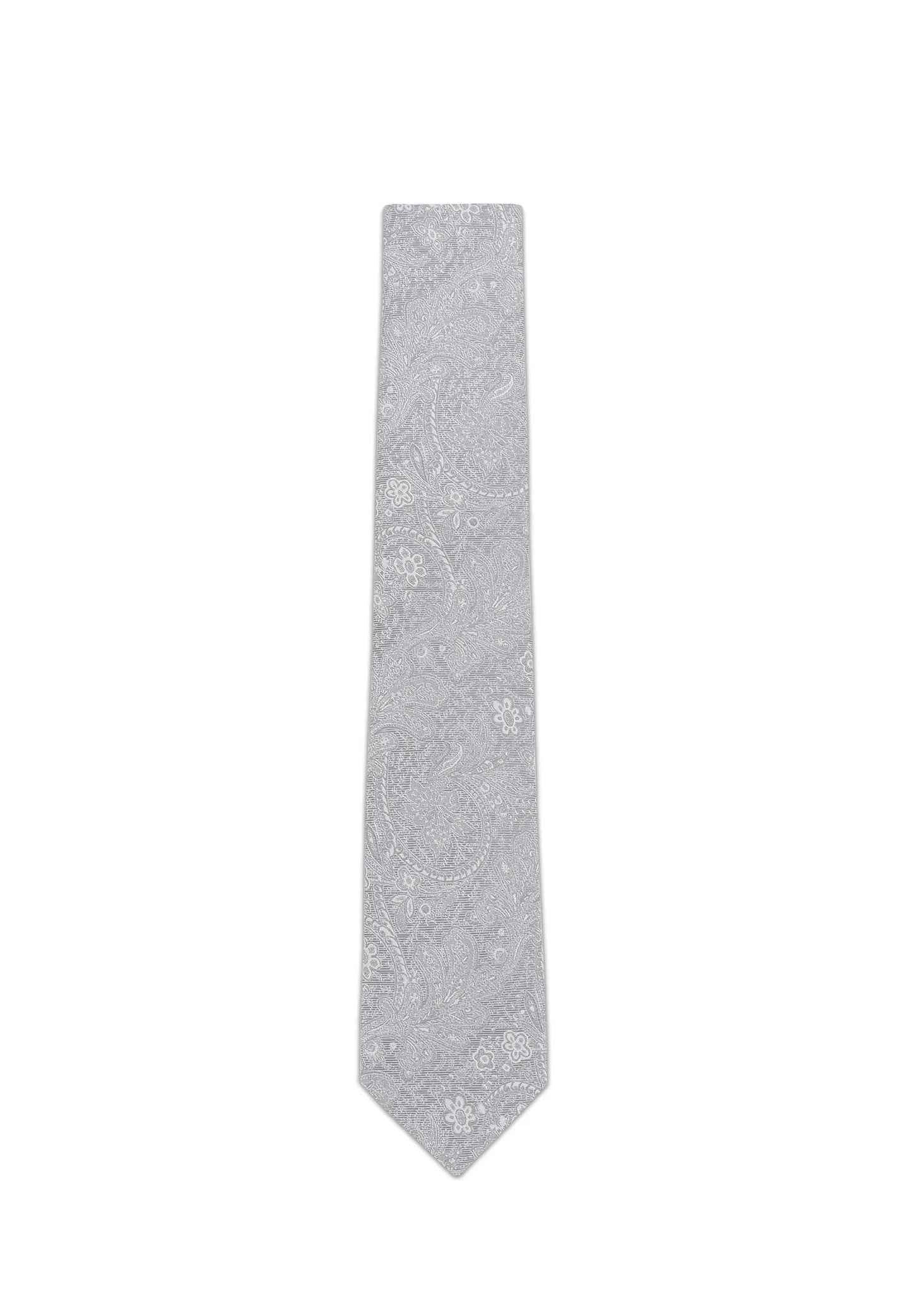 (Hellgrau) Krawatte Paisley Seide 6 cm – Gesamtansicht