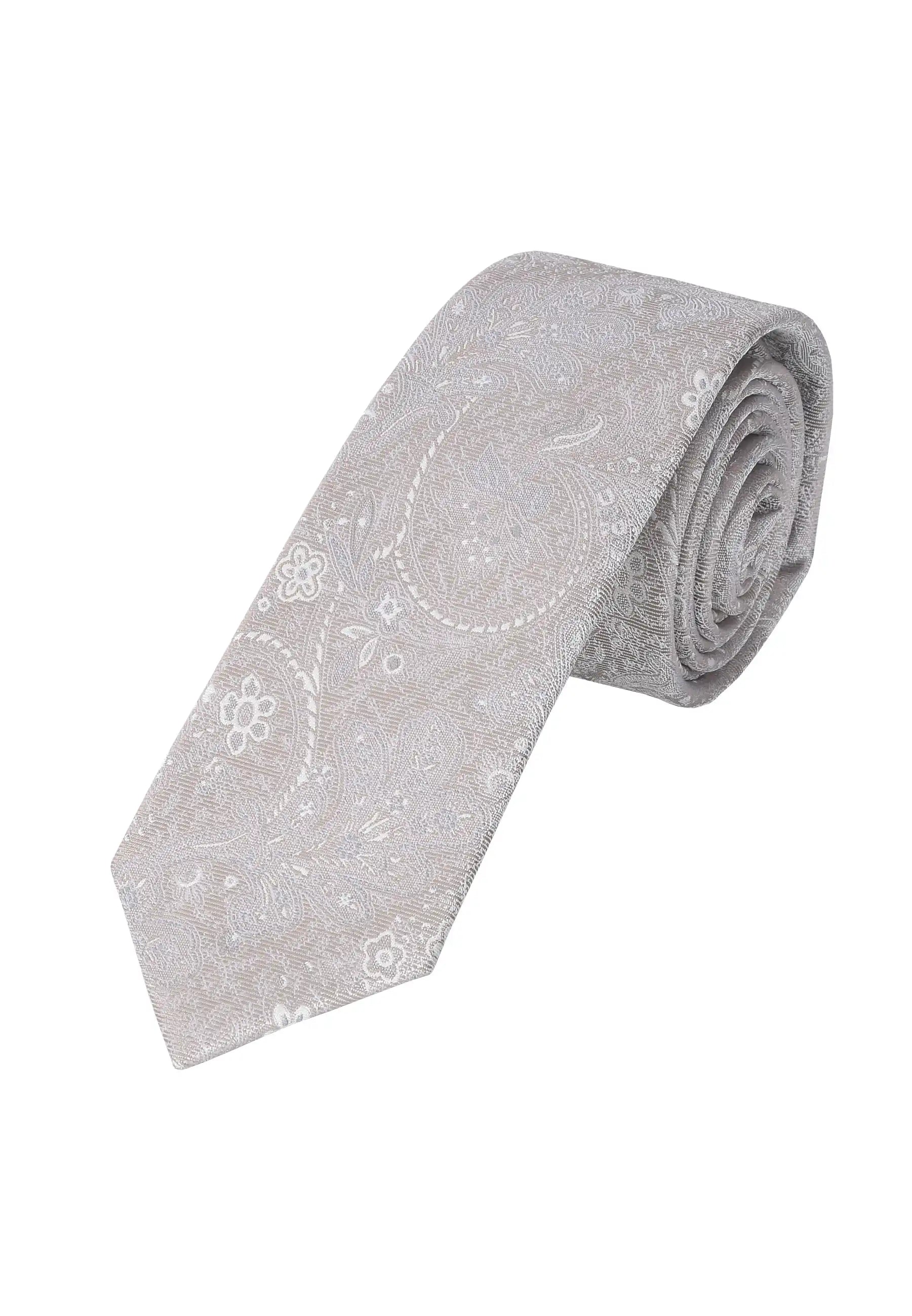 (Beige) Krawatte Herren Paisley Seide – gerollt