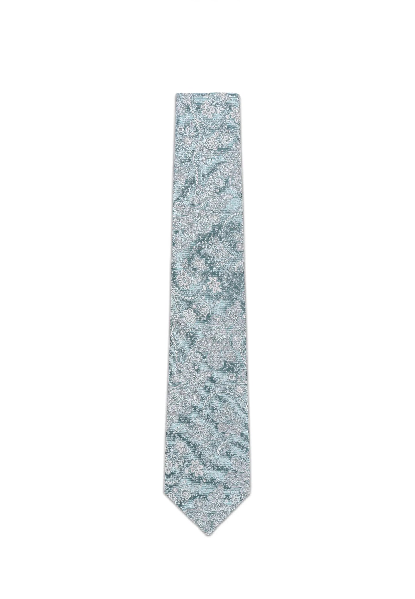 (Petrol) Krawatte Paisley Seide 6 cm – Gesamtansicht