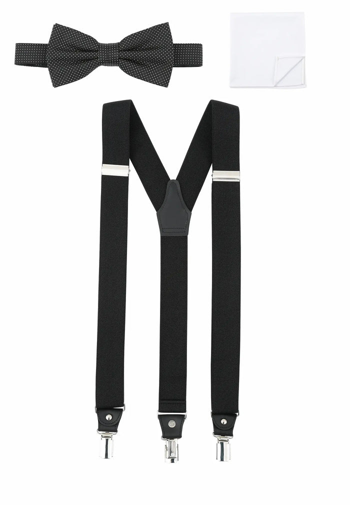 Ensemble Bretelles Homme avec Nœud Papillon & Pochette – Picoté