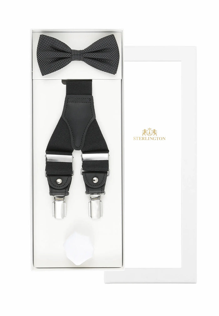 Ensemble Bretelles Homme avec Nœud Papillon & Pochette – Picoté