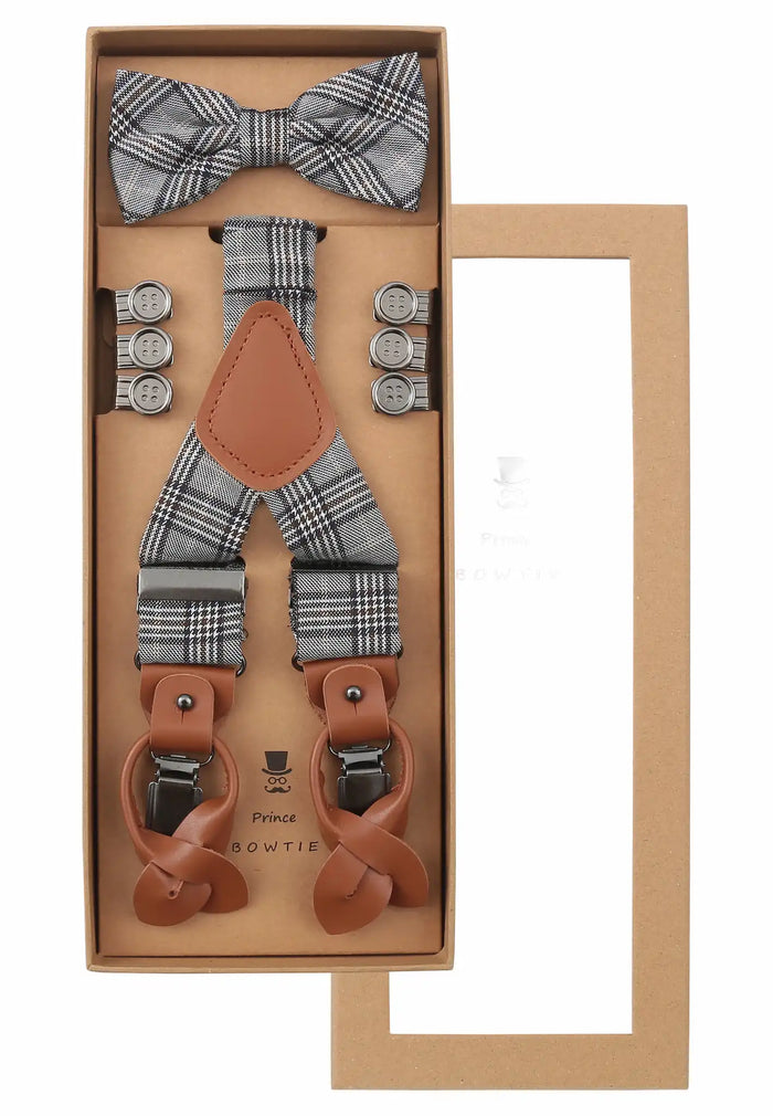 Ensemble de bretelles grises pour homme – Glencheck