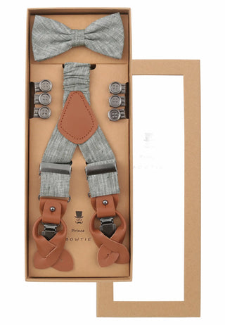 Bretelles Set Homme avec Nœud Papillon - Lin