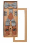 (Grau) Hosenträger Set Herren Leinen mit Fliege – Geschenkbox Prince Bowtie