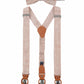 (Beige) Hosenträger und Fliege Herren Leinen – Y-Form mit Lederdetails