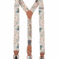 (Beige) Hosenträger Herren Blumenmuster – Rückansicht Y-Form mit Clips